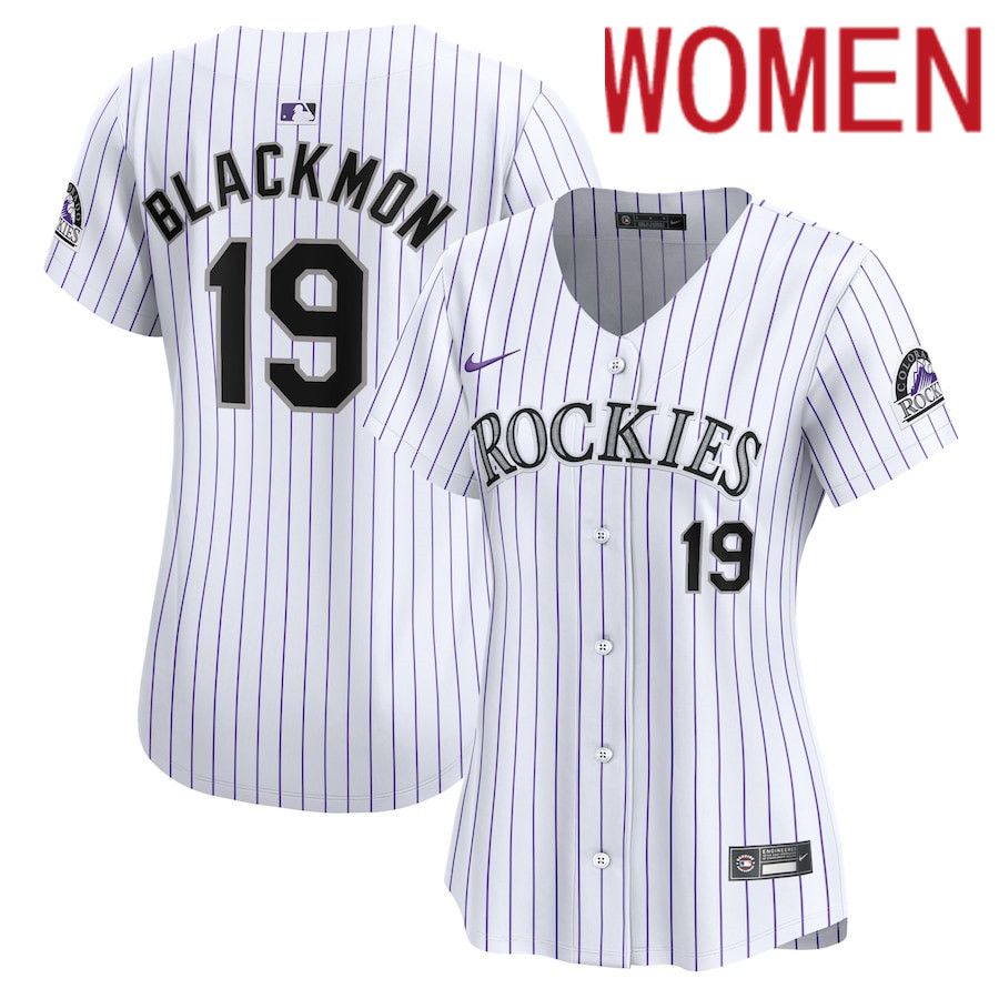 Women Colorado Rockies #19 Charlie Blackmon Nike White Home Limited Player MLB Jersey